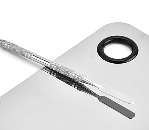 Professional Stainless Steel Makeup Palette - Cosmetic Blending Tool with Spatula for Nail Art & Eyeshadow | 6 x 4 Inch Silver