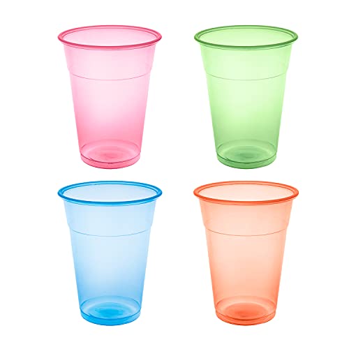 12-Ounce Assorted Neon Plastic Party Cups - 20 Count
