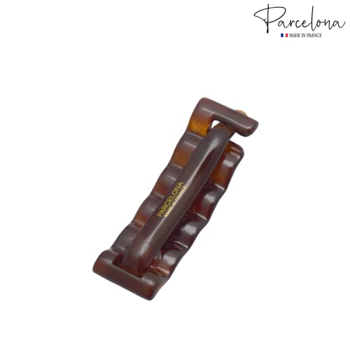 Parcelona 3-Inch Crinkled Tortoise Shell Hair Barrette – No Metal, Cellulose Acetate