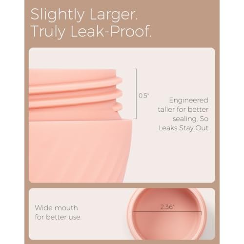 TakeToday Travel Containers for Toiletries, Leak-Proof, TSA Approved, Refillable Silicone Cylindrical Cream Jars with Lid for Cosmetic Toiletry, 2oz, 4 Pack, Apricot