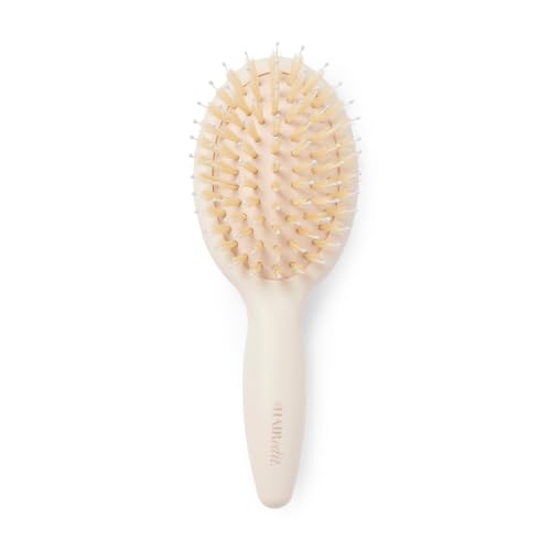 The Hair Edit Mini Finish & Shine Boar Bristle Travel Brush - Cream