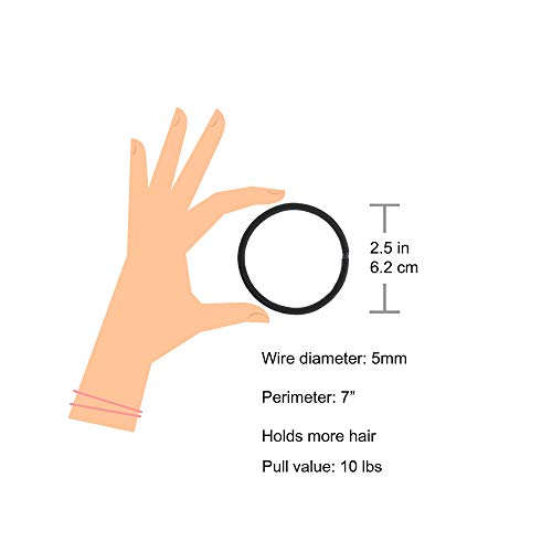 Large No-Metal Elastic Hair Ties for Thick Hair - 24 Count