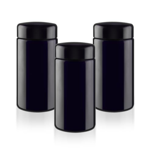 3 Pcs 100ml Black Glass Jars with Lids for Cosmetics & Creams