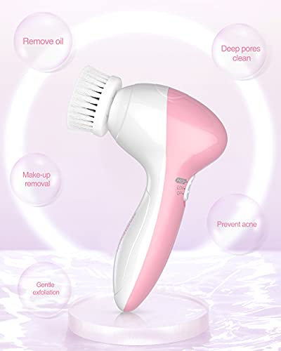 TOUCHBeauty Pink Electric Facial Cleansing Brush 3-in-1 Face Exfoliator & Massager with Travel Case
