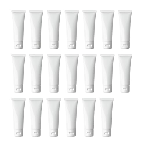 80ml White Plastic Refill Cosmetic Bottles Set of 20 with Flip Covers