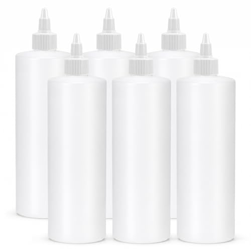 Bar5F 16 oz Condiment Squeeze Bottles, Leak-Proof BPA-Free Set of 6