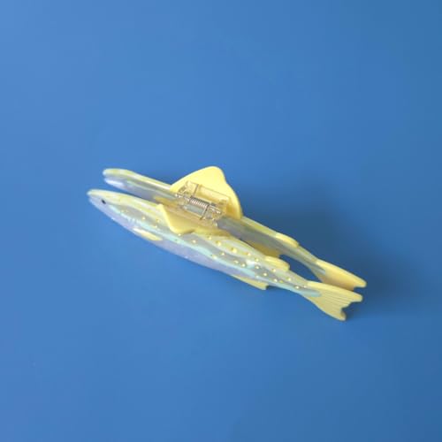 Yellow Salmon Fish Hair Clip - Cute Acetate Claw Clip for Women