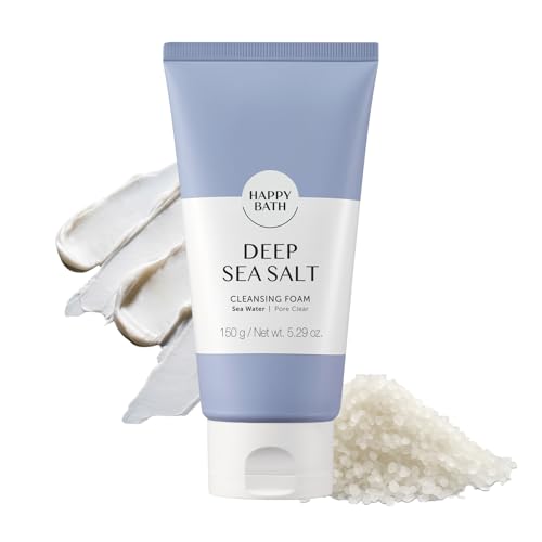 HAPPY BATH Deep Sea Salt Facial Cleanser - Exfoliating Face Wash, 5.29oz