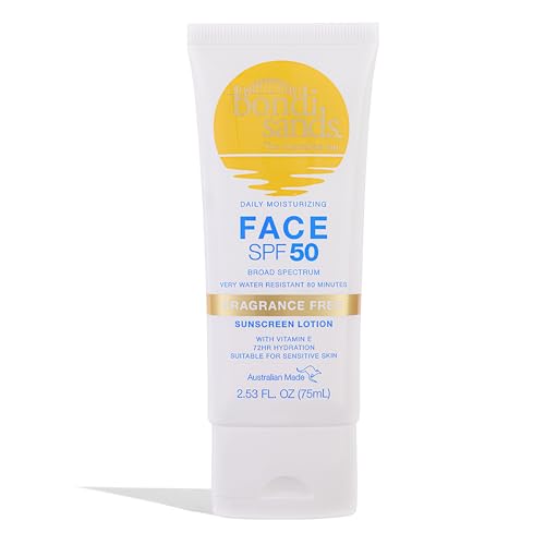 Bondi Sands Fragrance Free Daily Sunscreen SPF 50 Face Lotion - Hydrating, Non-Greasy, Water Resistant