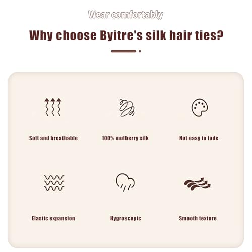 Byitre Combination 3 6-Pack 22 Momme Silk Hair Ties - Premium Hair Accessories