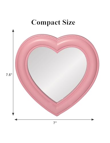 Magnetic Heart Locker Mirror 6.9x7.3 in Peach - Dbfdpsey Cute Girls Office & Gym Cabinet Mirror
