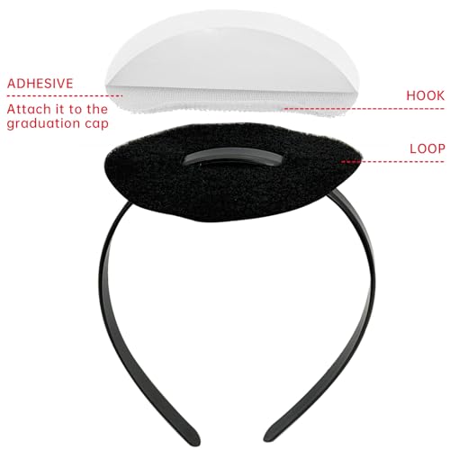 Unibouti Graduation Cap Headband Insert 2-Pack with No-Slip Hook & Loop Fastener