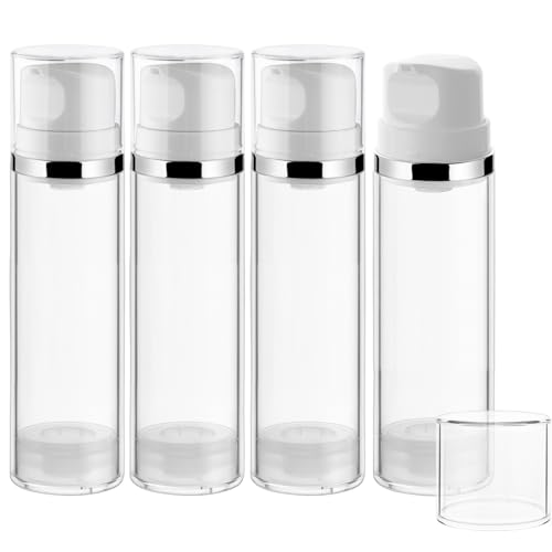 Mirrline 150ml Refillable Airless Pump Jar - Travel Cosmetic Containers Set of 4