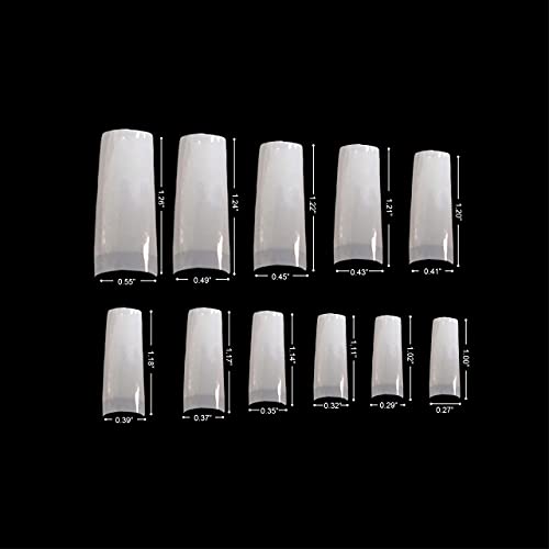 Vivace Natural Half Moon Acrylic Nail Tips – 11 Sizes with Case