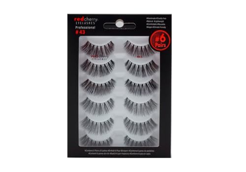 Red Cherry #43 False Eyelashes - Natural Glamour Lightweight Lashes (6 Pairs)