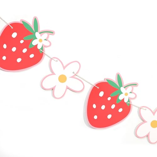 Strawberry and Daisy Banner for Birthday Party Decorations