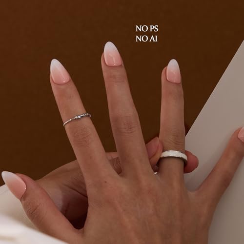MOKAYIMO Handmade Press On Nails Kit - White Orange Ombre, Size M