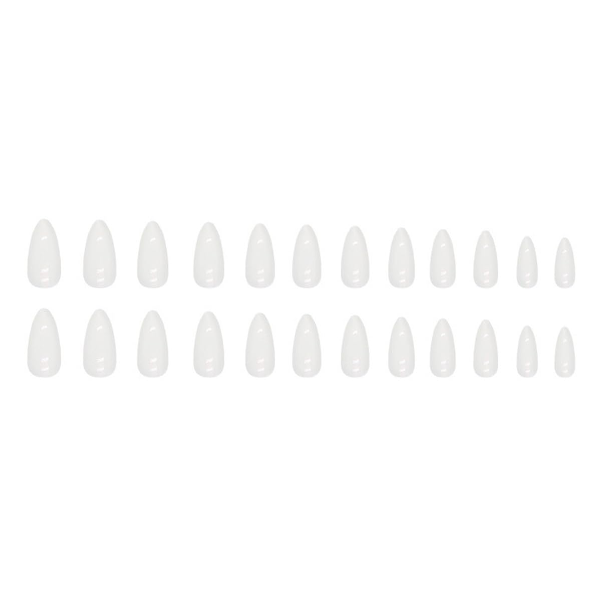 Press On Nails Almond - Medium Aurora Design Full Cover Fake Nails | 24 Pcs White Stick-On for Women