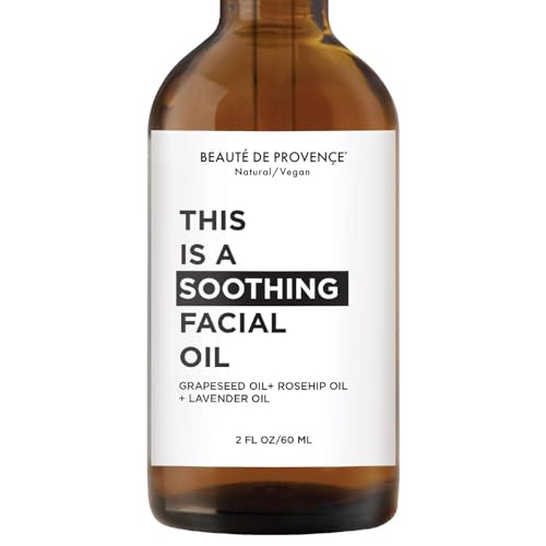 Beaute de Provence Soothing Facial Oil - Hydrating Face Oil with Grapeseed & Lavender, All Skin Types, 2 fl oz