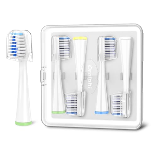 Oralphi 4 Pack Toothbrush Replacement Heads with Cover for Waterpik Sensonic CC-04CD010-1 & STW-03W Series - Includes Case