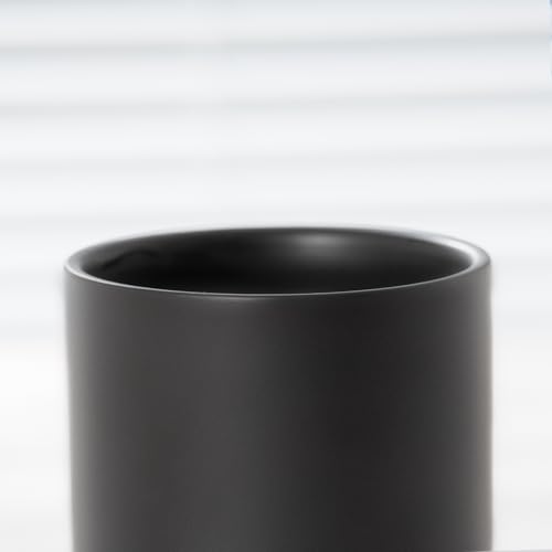 Matte Black Ceramic Toothbrush Cup Holder - Bathroom Organizer