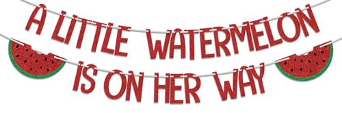 A Little Watermelon Is on Her Way Banner - Baby Shower & Birthday Party Decoration