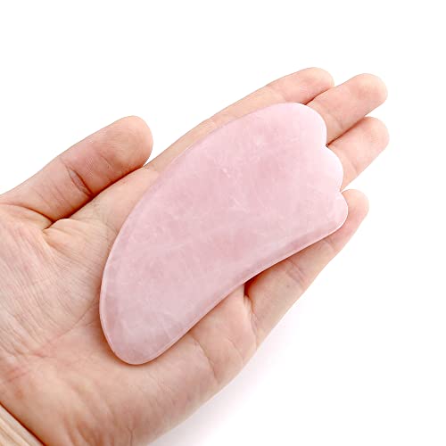 Jovivi Natural Rose Quartz Gua Sha Wing-Shape Facial Massage Tool