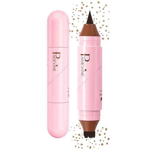 Rotating Freckle Pen & Freckle Stamp Makeup, Natural Lifelike Faux Freckles for Sunkissed Makeup Quick Dry & Long-Lasting, Smudge-Proof & Waterproof Freckle Pen 01#Brown