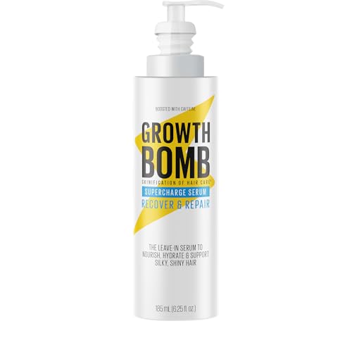 Growth Bomb Supercharge Serum 6.25 Fl Oz - Anti-Frizz Leave-In Hair Treatment for Dry & Damaged Hair
