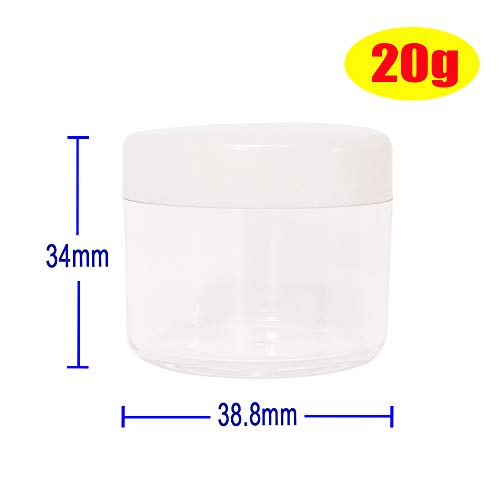 20pcs 20g White BPA-Free Refillable Cosmetic Sample Jars - Wopanxye