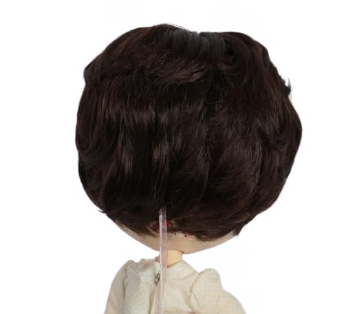 Tzncos 10-Inch Short Curly Doll Wig - Heat Resistant Dark Brown