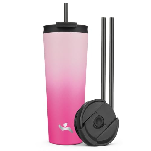 Konokyo 26 oz Insulated Stainless Steel Tumbler with Straw - Cherry
