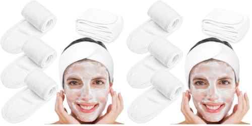 Whaline White Spa Headbands 4-Pack - Soft, Adjustable Hair Wraps for Facial & Beauty Use