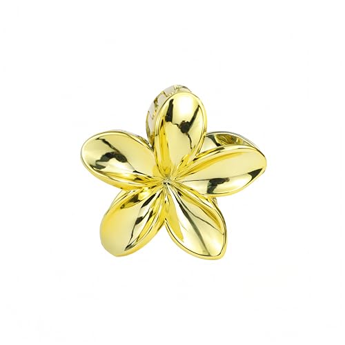 Gold Plumeria Hair Claw Clip - 3.15'' Tropical Flower Accessory