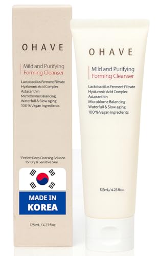 OHAVE Mild Foaming Face Wash - Vegan pH-Balanced Cleanser, 4.23 Fl Oz