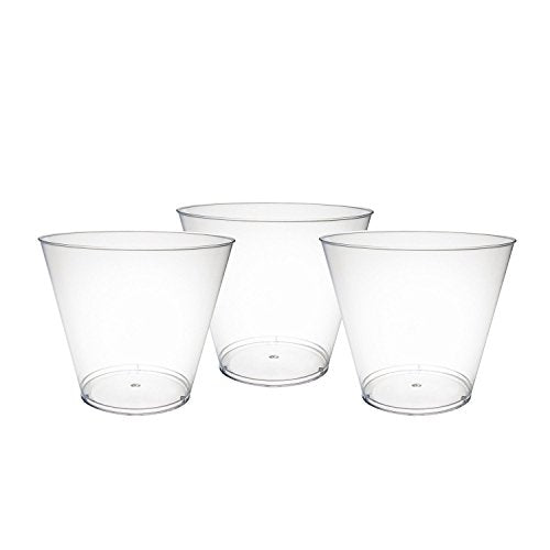 9 oz Clear Disposable Party Punch Cups - 50 Count Hard Plastic Tumblers