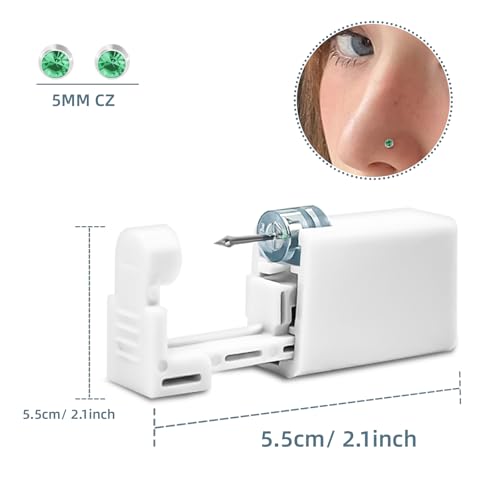 Taojiangyaoyao Nose Piercing Kit - 6 Pieces with 2 Studs & Alcohol Pads (Green+2)