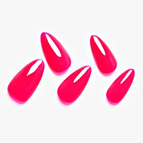 Glamermaid Hot Pink Press-On Nails Medium Almond Rose Fake Nails - Amusing Temptation