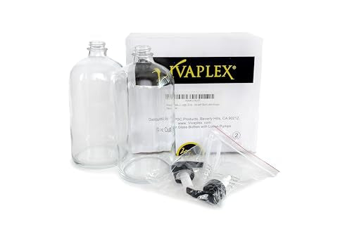 Vivaplex 32 oz Clear Glass Bottles with Black Lotion Pumps - 2 Pack