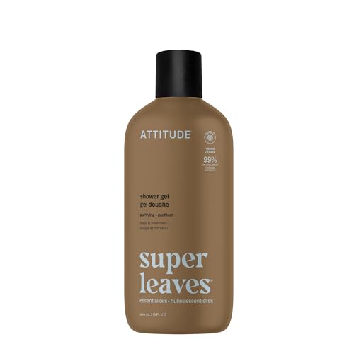 ATTITUDE Body Wash with Essential Oils Sage & Rosemary 15 Fl Oz - Moisturizing, Vegan, EWG Verified, Gentle Daily Cleanser
