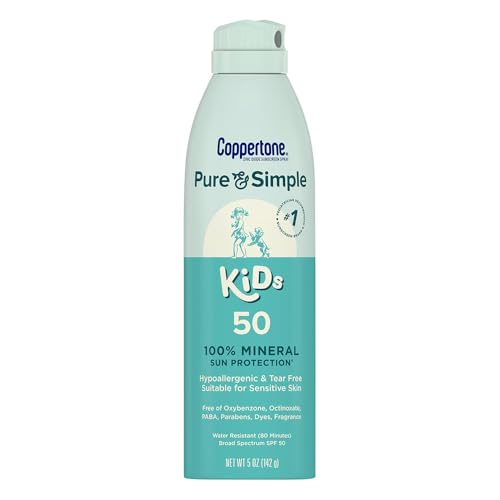 Coppertone Pure & Simple Kids Sunscreen Spray, SPF 50 Mineral Zinc Oxide