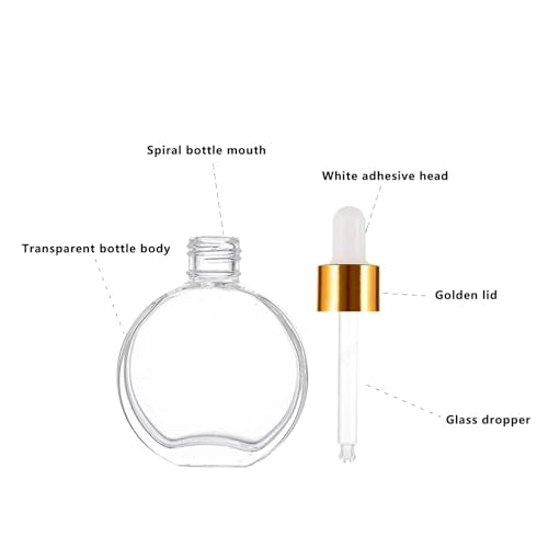 Clear 2 oz Glass Dropper Bottles - 6 Pack with Eye Droppers