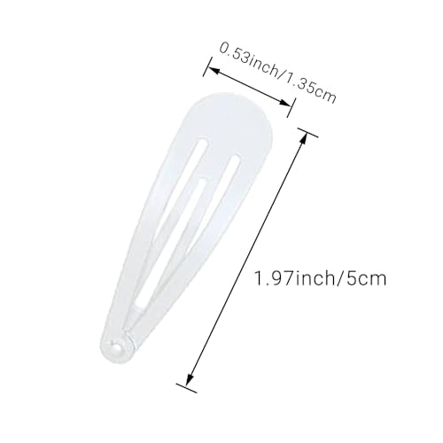 2-Inch White Metal Snap Hair Clips - 20 Durable Barrettes