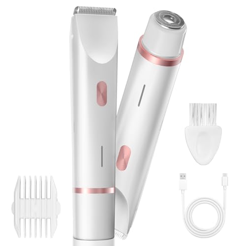 Bikini Trimmer for Women - Dual-Head Electric Groomer, White Rose