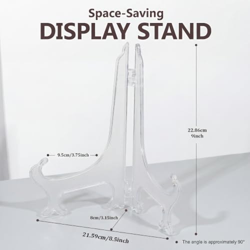 9-Inch Clear Plastic Easels for Displaying Photos & Plates - 6 Pack