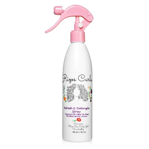 Rizos Curls Refresh & Detangle Spray with Coconut Oil - Nourishing Leave-In for Hydrating Curls & Reducing Frizz
