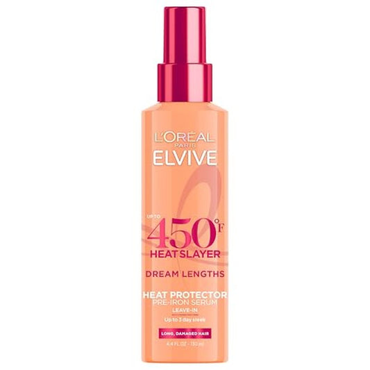 L'Oreal Paris Elvive Dream Lengths Heat Slayer Pre-Iron Spray Leave-In, 4.4 Ounce | 4.4