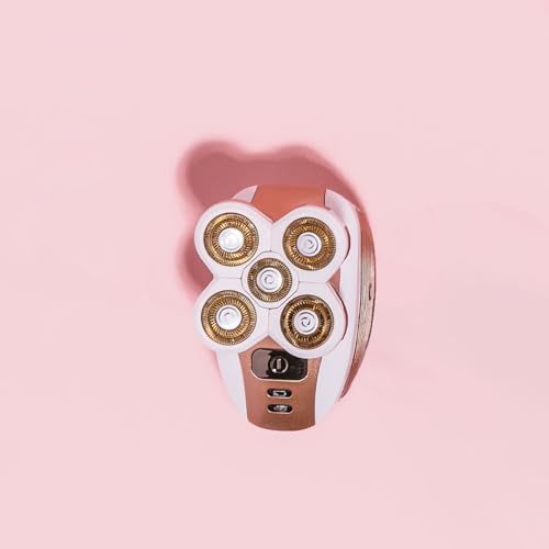 RoseSkinCo 4D Women's Electric Shaver, Quickly & Painlessly Removes Body Hair, 5 Floating Heads, Built-in Pop-Up Trimmer, Waterproof, Cordless & Rechargeable, Ideal for Legs, Arms, Underarms & Bikini