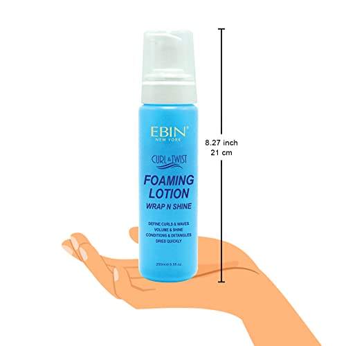 EBIN NEW YORK Curl & Twist Foaming Lotion 8.5 oz - Enhances Shine & Defines Curls