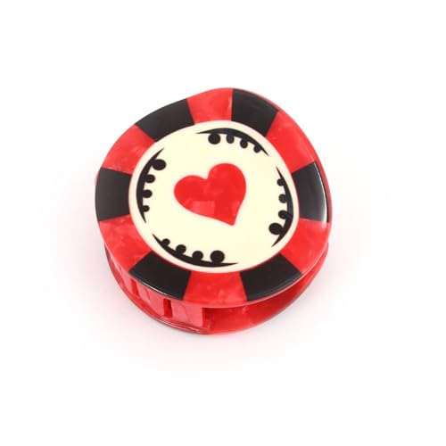 PERSONFUN Personalized Acetate Chip Hair Claw Clip - Las Vegas Gaming Chip Design, Red & Black, Variation Chip